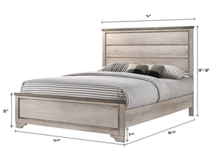 English Elm 1Pc Contemporary Cottage King Panel Bed - Distressed Brown Finish For Rustic Coastal Charm B2741S00398