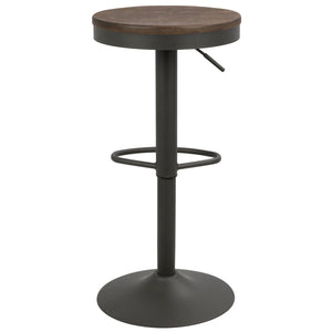 English Elm Dakota Industrial Adjustable Barstool Set Of 2 - Stylish Brown & Grey Swivel Stools For Modern Spaces B202P222405