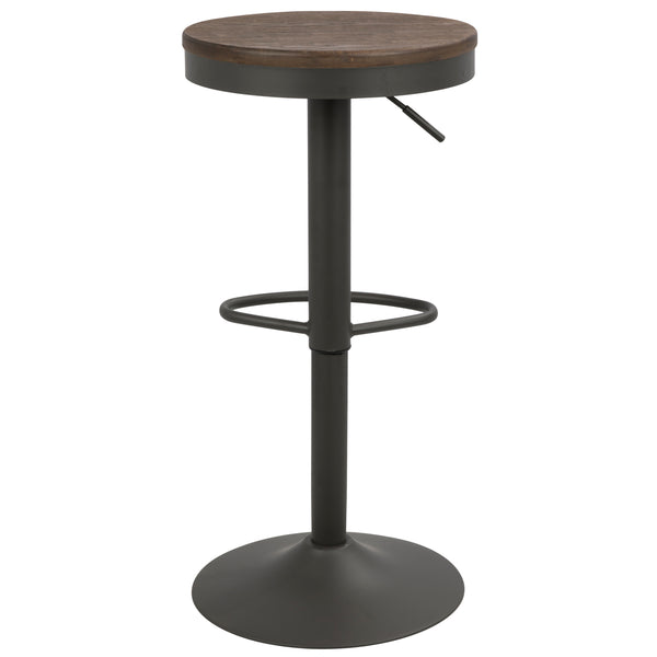 English Elm Dakota Industrial Adjustable Barstool Set Of 2 - Stylish Brown & Grey Swivel Stools For Modern Spaces B202P222405
