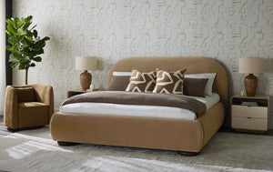 Sunpan Emilie Swivel Lounge Chair - Luxurious Nubuck Caramel Leather & Solid Oak Base for Ultimate Comfort