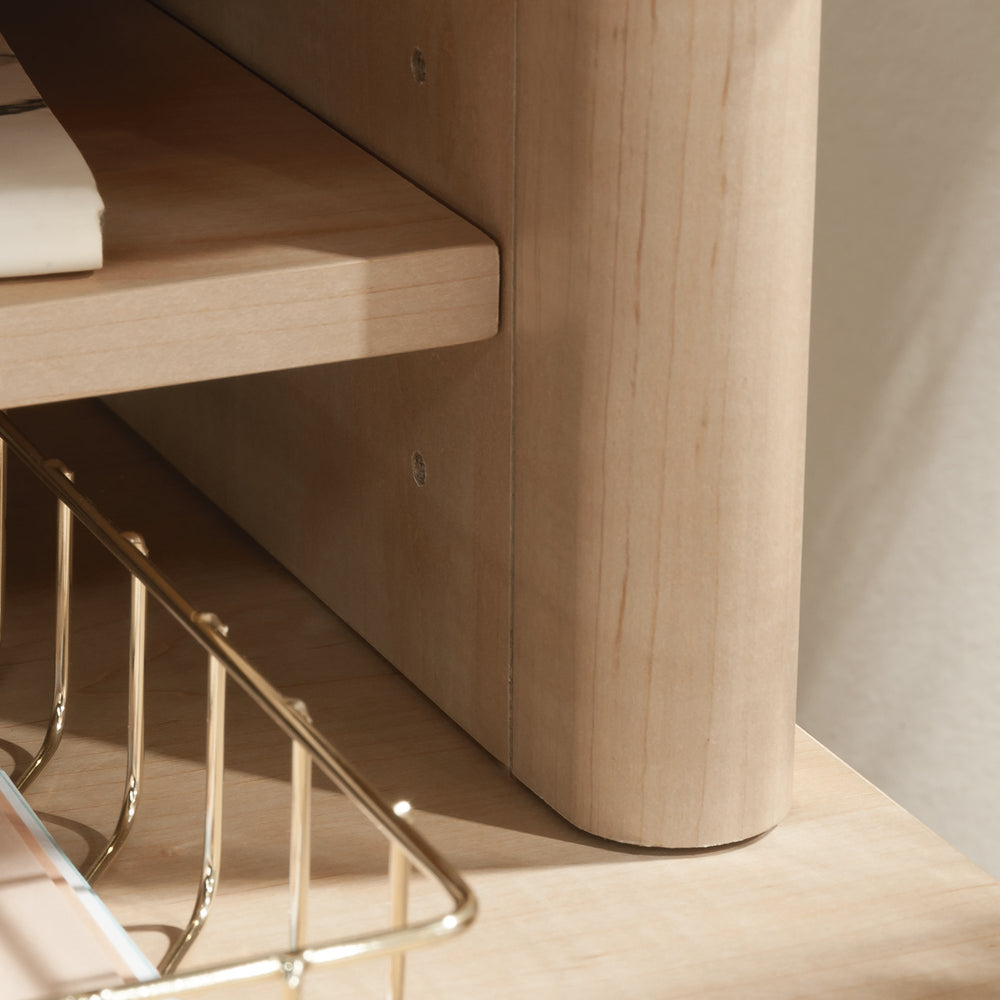 English Elm Hutch, Maple finish - 59" Engineered Wood Organizer with Adjustable Shelves & Cubbyholes, Slim Above-Desk Display Unit B356P354492