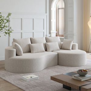 English Elm Modern Chenille Cloud Sectional Sofa Deep Curved 4 Seat Modular Couch for Living Room W834S00489