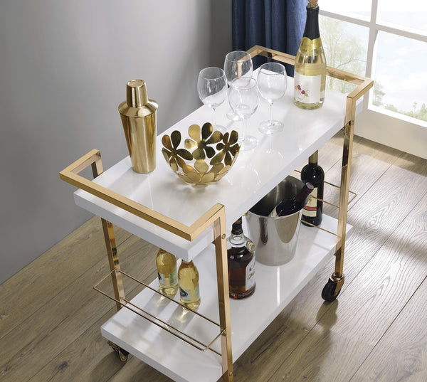 OSP Home Furnishings Alios Serving Cart White/Gold