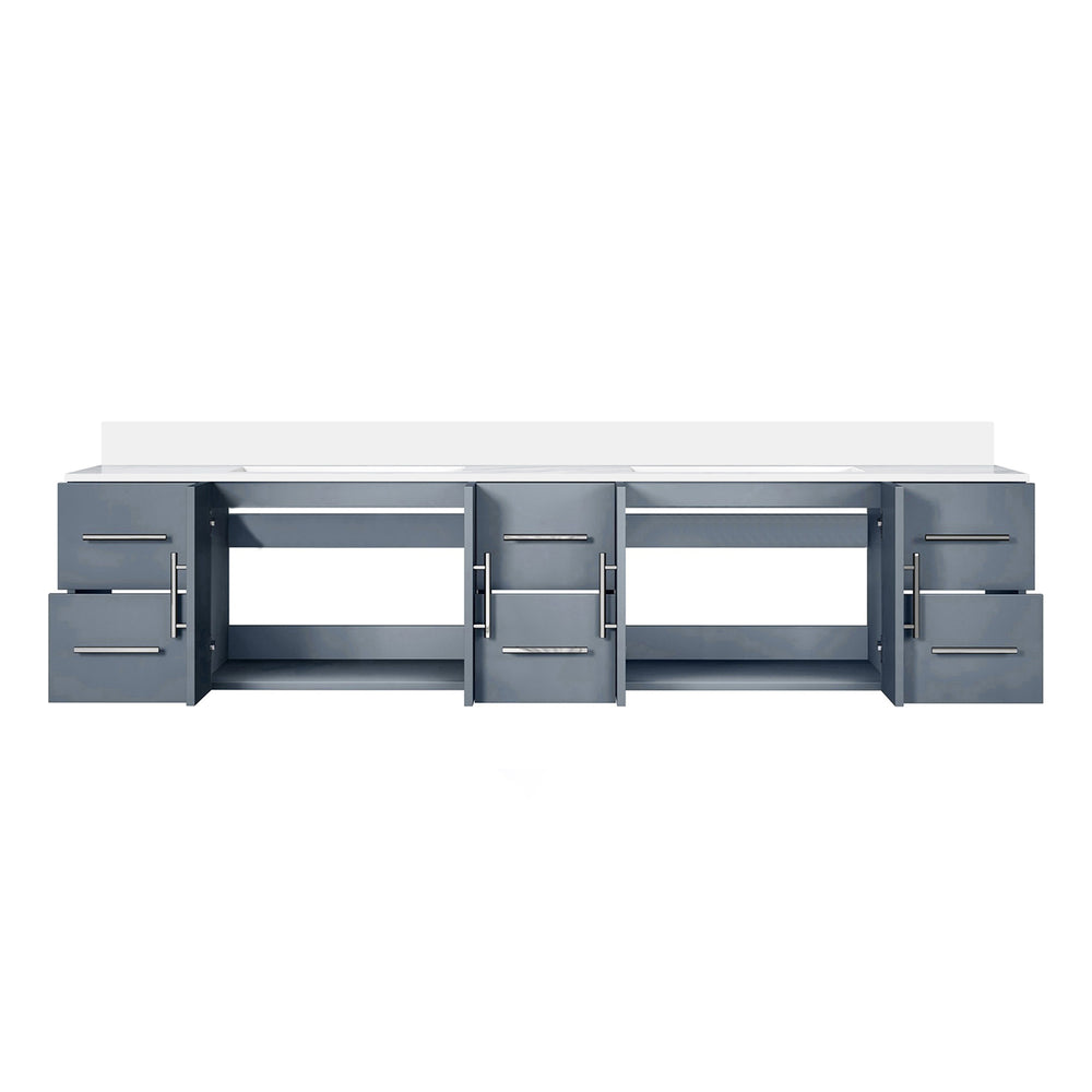 English Elm Dark Grey Double Bath Vanity 84" W x 22" D with White Quartz Top, Solid Wood, Soft-Close Drawers, Ample Storage B2731P258747