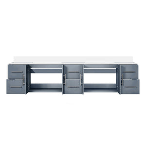 English Elm Dark Grey Double Bath Vanity 84" W x 22" D with White Quartz Top, Solid Wood, Soft-Close Drawers, Ample Storage B2731P258747