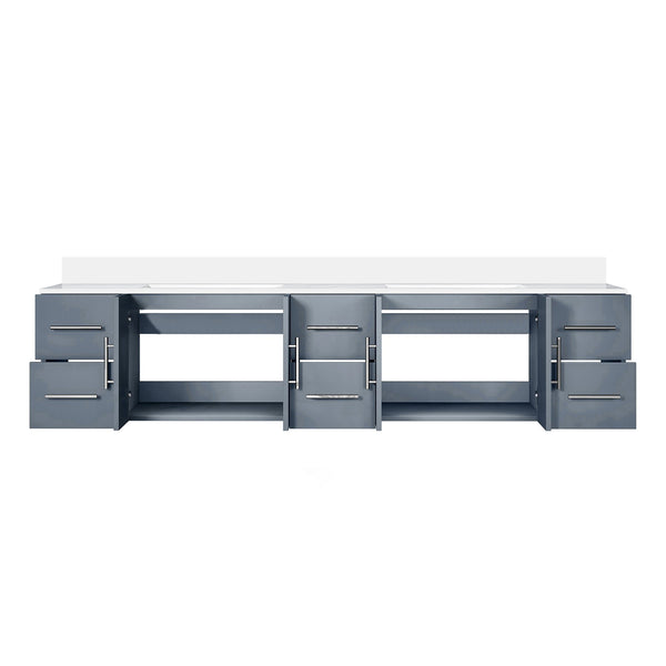 English Elm Dark Grey Double Bath Vanity 84" W x 22" D with White Quartz Top, Solid Wood, Soft-Close Drawers, Ample Storage B2731P258747