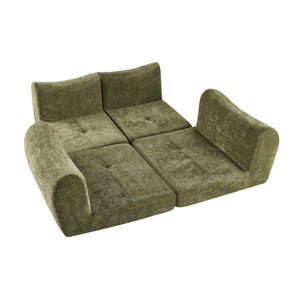 English Elm Modular Cloud Sectional Sofa Bed with Flannelette Upholstery for Flexible Living Green W1829S00075