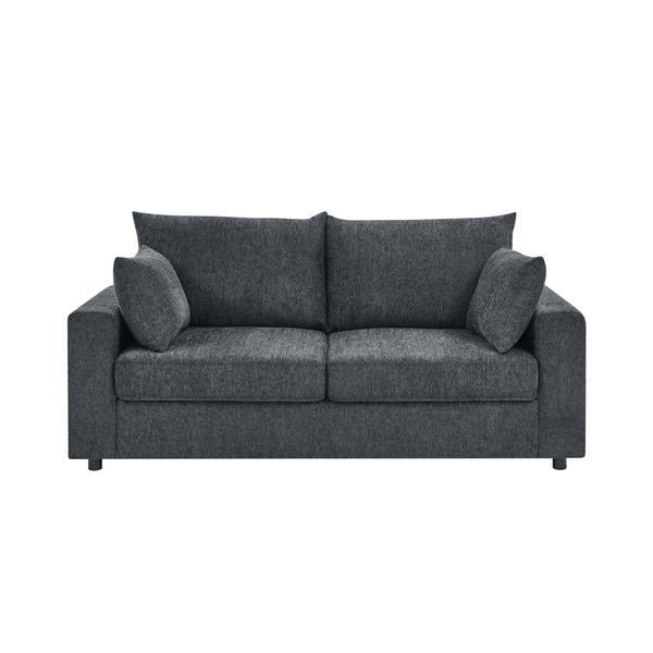 English Elm Modern Low Profile Upholstered Sofa Deep Seat Cushions for Apartment Living Rooms Blue Gray B343P435324