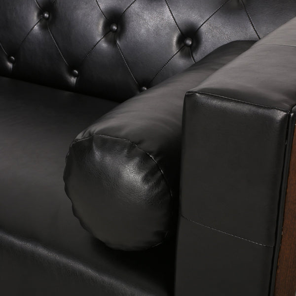 English Elm 3-seater Diamond Tufted Contemporary Sofa Deep Seated Living Room Couch with Pillows Black 70630.00AMDNT_70630.00BMDNT