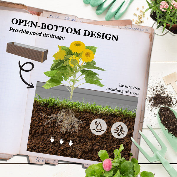 English Elm Outsunny Galvanized Steel Raised Garden Bed with Safety Edging for Herbs and Veggies W2225P174432