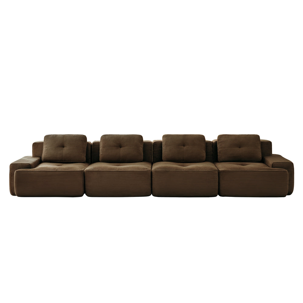 English Elm 153" Modern Modular Sectional Sofa - Plush Corduroy, Customizable 4-Seater, No Assembly, Elegant Design W714S01507