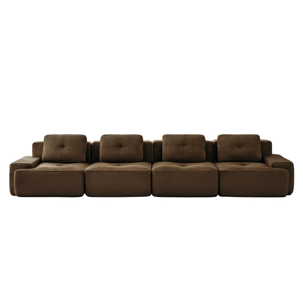 English Elm 153" Modern Modular Sectional Sofa - Plush Corduroy, Customizable 4-Seater, No Assembly, Elegant Design W714S01507