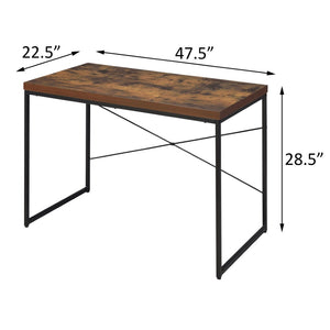 English Elm Weathered Oak Writing Desk With Sleek Black Metal Base - Modern Industrial Home Office Furniture B062P184521-GIGA