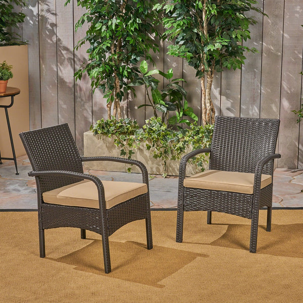 English Elm Christopher Knight Home® - CORDOBA PE Rattan Wicker Chair with Iron Frame and Waterproof Cushion for Durable Outdoor Seating Brown+Tan 57459.00BRN
