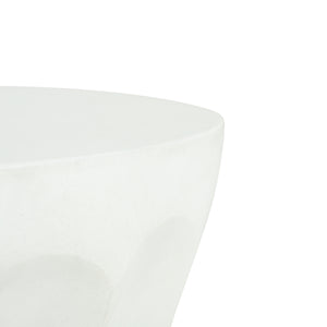 English Elm Outdoor Mgo Concrete Sculptural Side Table Antique White Finish for Patio or Living Room N773P369076W
