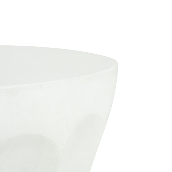English Elm Outdoor Mgo Concrete Sculptural Side Table Antique White Finish for Patio or Living Room N773P369076W