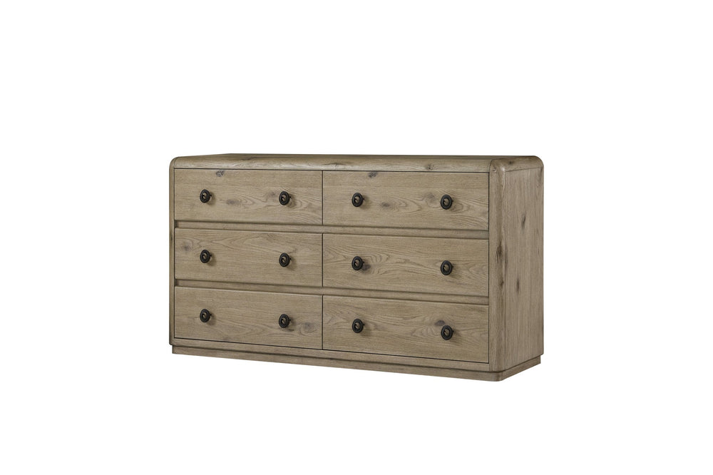 English Elm Dresser English Knotty Oak Solid Wood+MDF Veneer, Self-Closing Drawers, Felt & Cedar Lined Storage B2699P409546