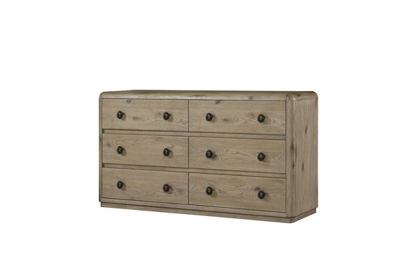 English Elm Dresser English Knotty Oak Solid Wood+MDF Veneer, Self-Closing Drawers, Felt & Cedar Lined Storage B2699P409546