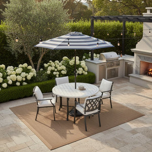 English Elm 9 Ft Striped Outdoor Patio Umbrella with Crank Tilt Aluminum Pole Uv Protection B082P454949