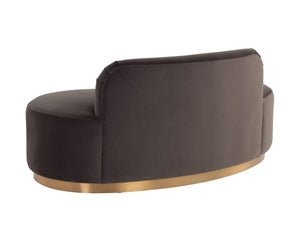 Sunpan Cassey Bench – Contemporary Curved Design with Gold Stainless Steel Base for Stunning Home Appeal Meg Ash