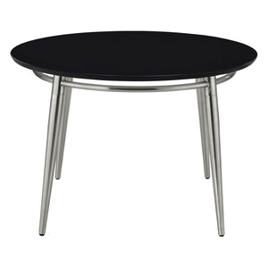OSP Home Furnishings Brooklyn Round Coffee Table with Brushed Nickel Metal Frame for Modern Living Rooms Black MG1230R-BK