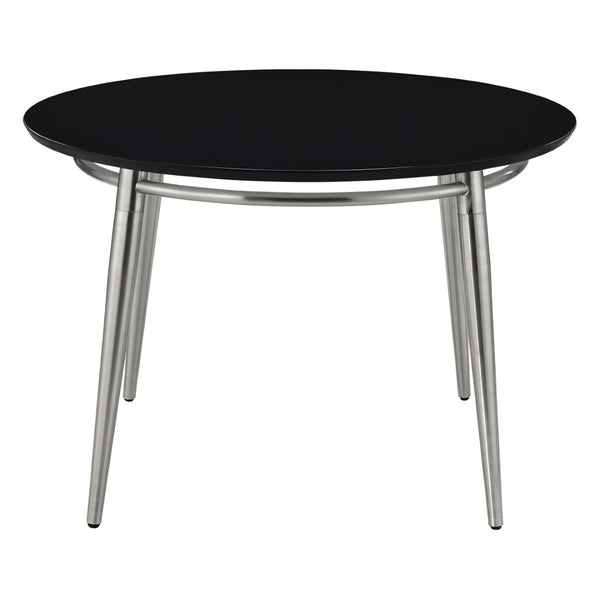 OSP Home Furnishings Brooklyn Round Coffee Table with Brushed Nickel Metal Frame for Modern Living Rooms Black MG1230R-BK