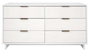 English Elm Granville 55" Dresser In White - Stylish 6-Drawer Storage With Gold Handles & Textured Design B365S00086