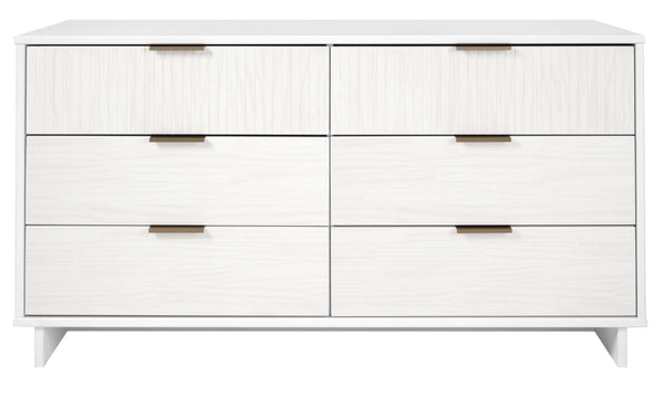 English Elm Granville 55" Dresser In White - Stylish 6-Drawer Storage With Gold Handles & Textured Design B365S00086