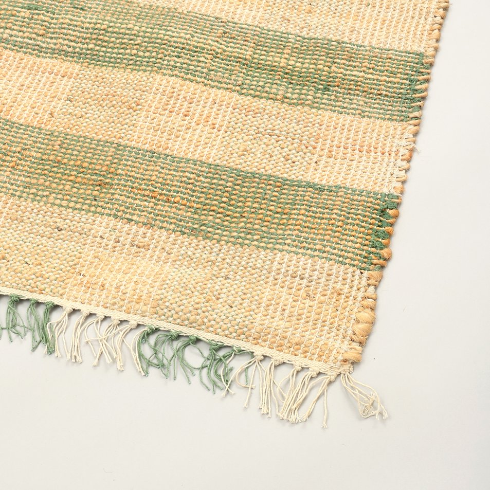 English Elm Area Rug - Handwoven Eco-Friendly Green Plaid Jute & Cotton, 8X10 Ft For Living Spaces & More B346P321265