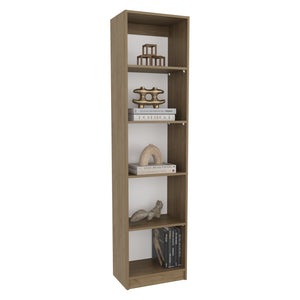 English Elm Home Slim Design Bookcase 5-Tier Vertical Shelving Unit, Space-Saving MDF Display Shelf in Beige Oak Finish B070P337062