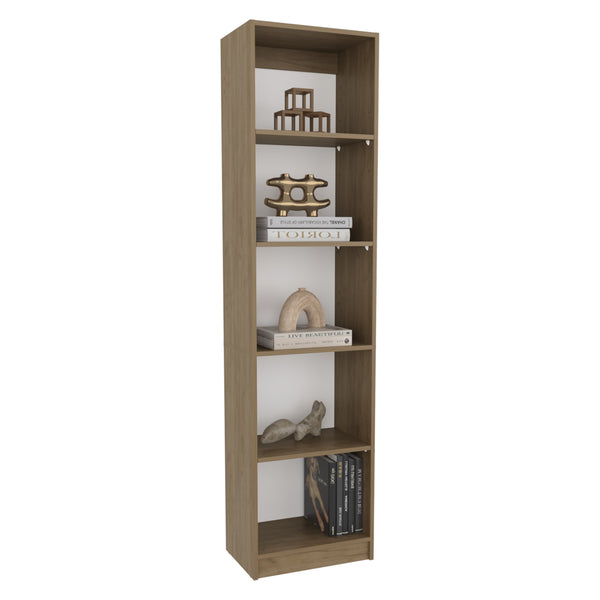 English Elm Home Slim Design Bookcase 5-Tier Vertical Shelving Unit, Space-Saving MDF Display Shelf in Beige Oak Finish B070P337062