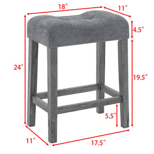 English Elm 59 Inch Bar Table Set with Power Outlet Rubberwood Frame and 3 Linen Stools Grey W2972P385254