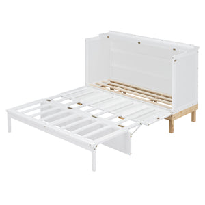 English Elm Queen Murphy Wall Bed Solid Pine Cabinet with Drawer Modern Space Saving Design White N708P243886K