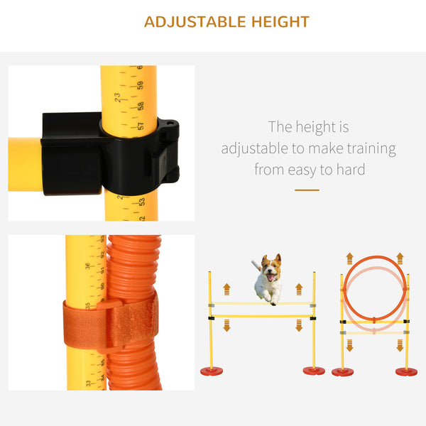 English Elm Pawhut Dog Agility Obstacle Set with Hoop Hurdle and Weave Poles Portable Kit W2225P200740