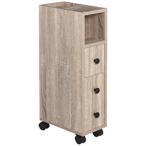 English Elm Kleankin Freestanding Bathroom Cabinet With Versatile Storage, Rolling Wheels & Modern Oak Finish W2225P229314