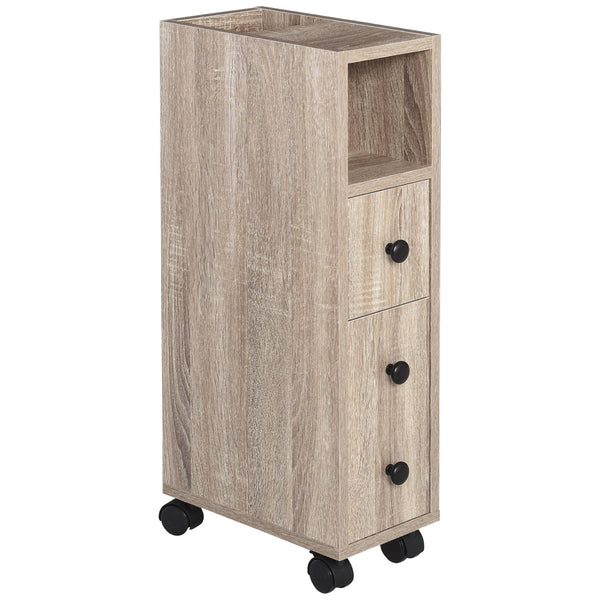 English Elm Kleankin Freestanding Bathroom Cabinet With Versatile Storage, Rolling Wheels & Modern Oak Finish W2225P229314