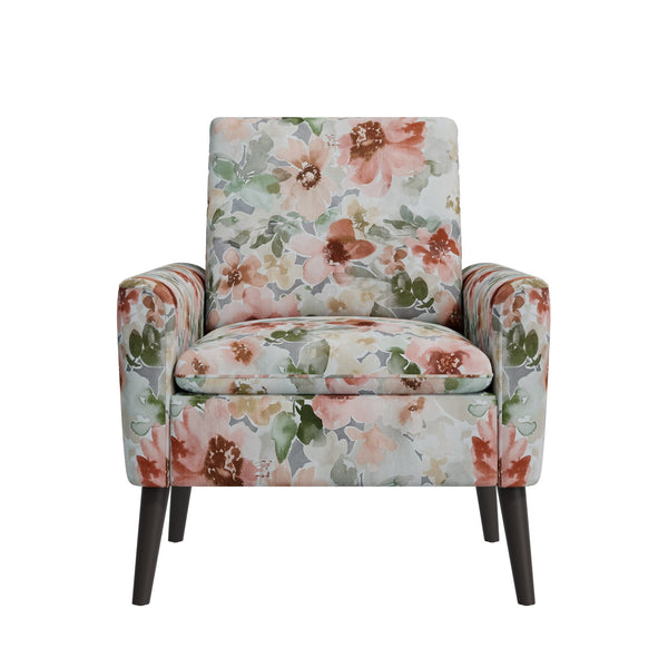 English Elm Enna Floral Polyester Accent Chair Solid Wood Legs Cozy Reading Nook Seating B127P409849