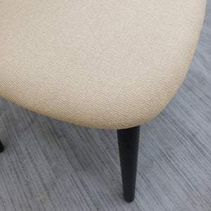 English Elm Beige Upholstered Dining Chairs Set Of 4 - Comfortable Cotton-Linen With Black Wood Legs For Versatile Use T3967P381420