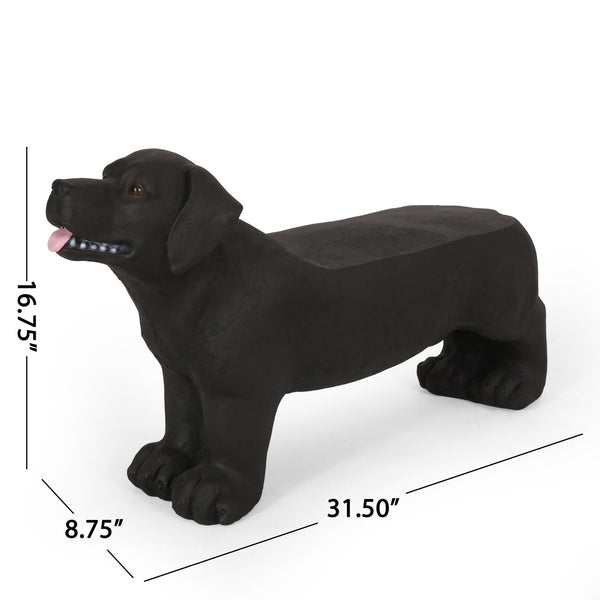 English Elm Christopher Knight Home® - MGO Labrador Dog Bench Lightweight Concrete Outdoor Seat in Matte Black — No Assembly, Durable Decor 72984.00