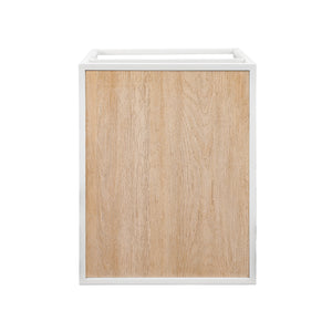 16" Contemporary Metal and Wood Side Table Coastal Oak, White MYO16STCOW Walker Edison