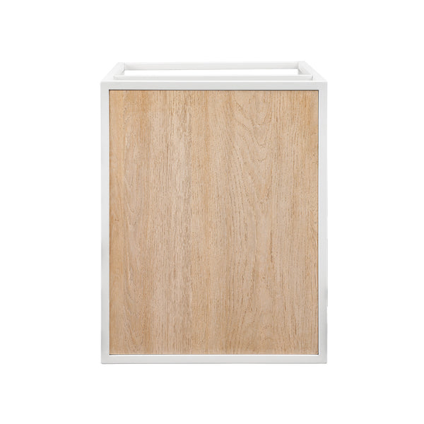 16" Contemporary Metal and Wood Side Table Coastal Oak, White MYO16STCOW Walker Edison