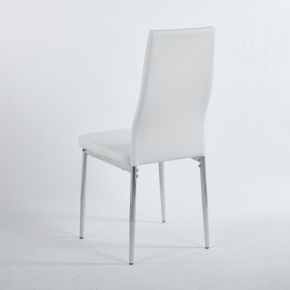 English Elm Chair Chair Set Of 4 With Chrome Legs And White Seats – Modern, Durable Design For Stylish Dining Spaces W234P302682