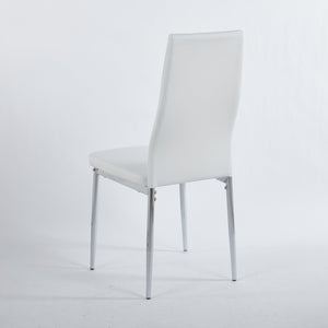 English Elm Chair Chair Set Of 4 With Chrome Legs And White Seats – Modern, Durable Design For Stylish Dining Spaces W234P302682