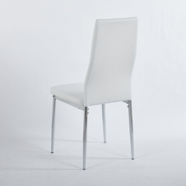 English Elm Chair Chair Set Of 4 With Chrome Legs And White Seats – Modern, Durable Design For Stylish Dining Spaces W234P302682