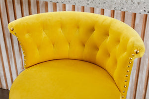 English Elm UNITED Velvet 360° Rotating Bar Chair with Diamond Stitching, Gold Frame, Plush Foam Seat, Adjustable Height Yellow W1568P361719