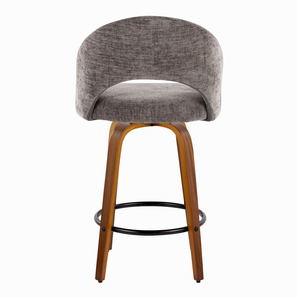 English Elm Fixed-height Swivel Counterstools Faux Leather Padded Seat Chrome Footrest Set of 2 B202S01843