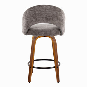English Elm Fixed-height Swivel Counterstools Faux Leather Padded Seat Chrome Footrest Set of 2 B202S01843