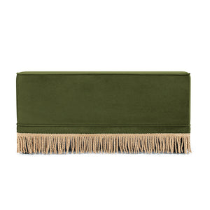 English Elm Duchess Regency Tufted Pet Sofa with Fringe Skirt Velvet Upholstery for Small Dogs Olive Green B2719P479031