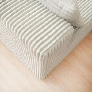 English Elm Modular U-Shaped Sectional Sofa - Customizable 130-Inch Chaise Lounge In Beige Corduroy For Modern Spaces W3276S00008