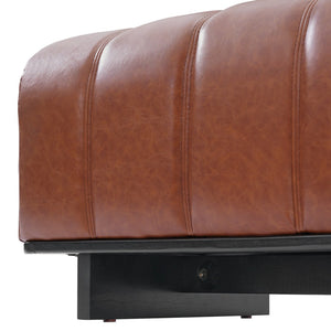 English Elm Indoor Channel Tufted Chenille Upholstered Bench Rubberwood Legs Entryway Dining Brown N779P367309R